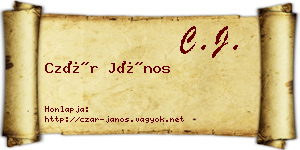 Czár János névjegykártya